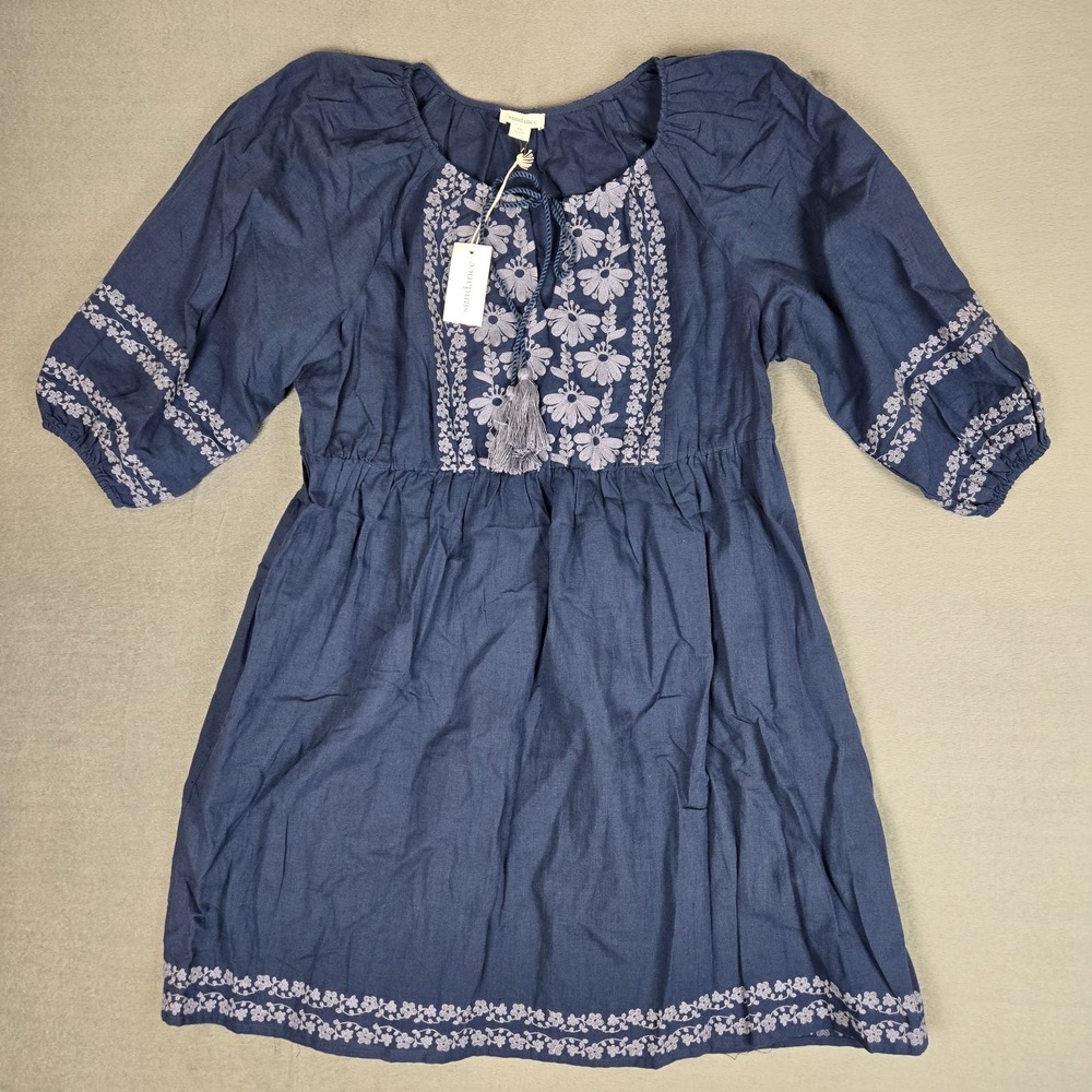 Sundance Dress Womens Petite Large Caspian Breeze Peasant Linen Cotton Boho NWT